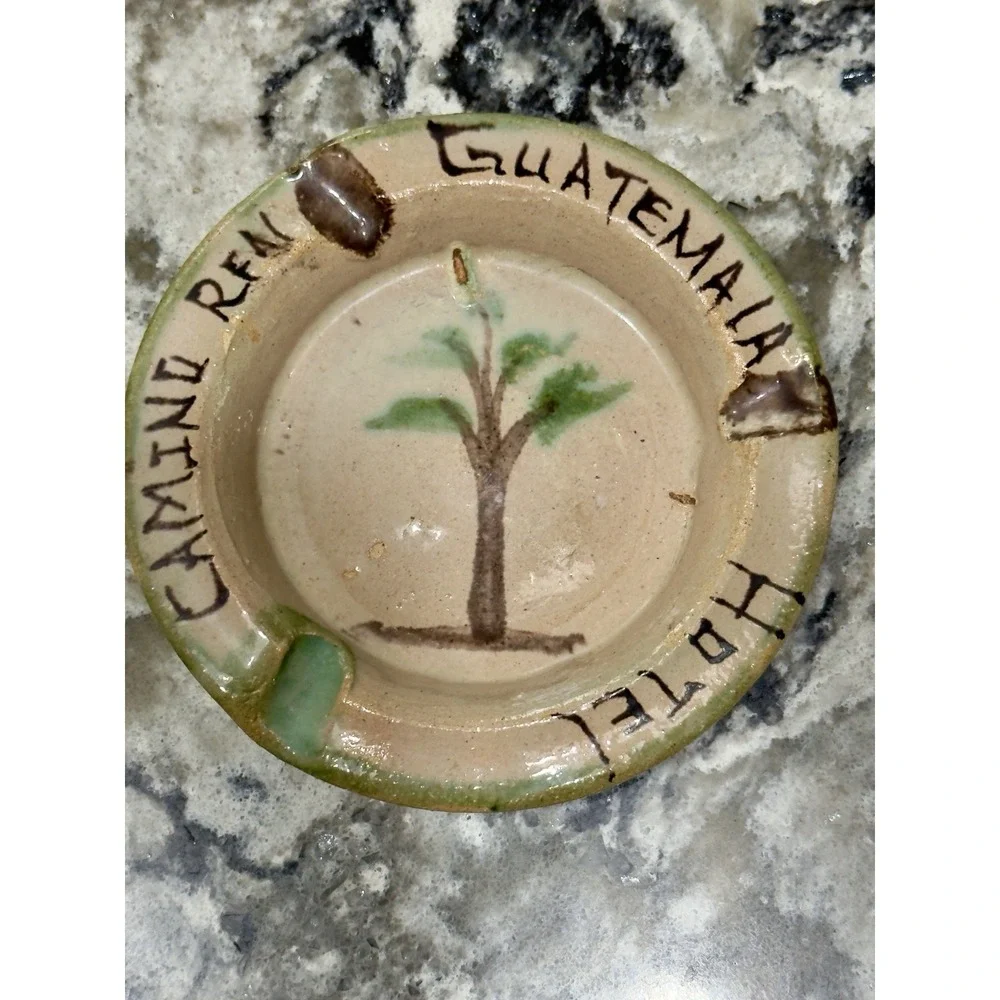 Vintage Camino Real Hotel Guatemala Handmade & Painted Pottery Ashtray 4